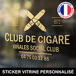 ref6clubdecigarevitrine-stickers-cigare-club-vitrine-sticker-cigar-personnalisé-fumoir-autocollant-tabac-pro-vitre-professionnel-logo-cigares-croisés