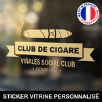 ref16clubdecigarevitrine-stickers-cigare-club-vitrine-sticker-cigar-personnalisé-fumoir-autocollant-tabac-pro-vitre-professionnel-logo-cigare-fumée