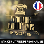 ref4antiquairevitrine-stickers-antiquaire-vitrine-sticker-personnalisé-autocollant-antiquité-vitrophanie-vitre-professionnel-logo-téléphone-ancien