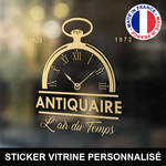ref8antiquairevitrine-stickers-antiquaire-vitrine-sticker-personnalisé-autocollant-antiquité-vitrophanie-professionnel-logo-montre-à-gousset-montre-de-poche