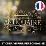 ref11antiquairevitrine-stickers-antiquaire-vitrine-sticker-personnalisé-autocollant-antiquité-vitrophanie-vitre-professionnel-logo-arabesques