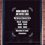 ref19horaireboutique-stickers-horaires-logo-personnalisé-autocollant-horaire-ouverture-porte-sticker-vitrine-magasin-boutique-vitrophanie