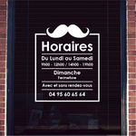 ref33horaireboutique-stickers-horaires-ouverture-barbier-personnalisé-autocollant-horaire-porte-sticker-vitrine-moustache-vitrophanie
