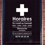 ref53horaireboutique-stickers-horaires-ouverture-pharmacien-autocollant-horaire-porte-personnalisé-sticker-vitrine-pharmacie-officine-vitrophanie