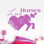 Stickers-love-horses-ref4cheval-autocollant-muraux-cheval-deco-sticker-chevaux-chambre-fille-enfant-mignon
