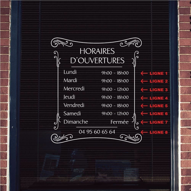 Stickers Horaires Boutique Personnalisés - Stickers Vitrine Pro