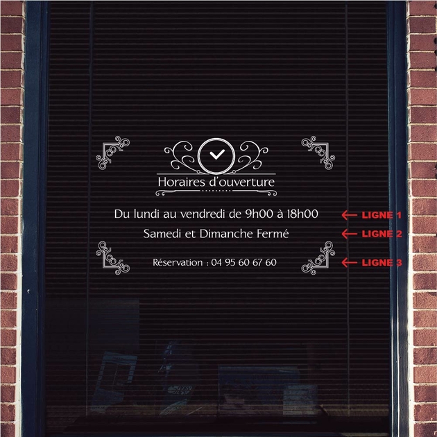 Stickers Horaires Ouverture Vitrine - Stickers Vitrine Pro