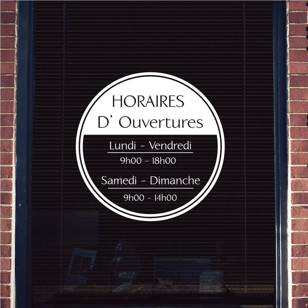 Stickers Horaires Personnalisables - Stickers Vitrine Pro