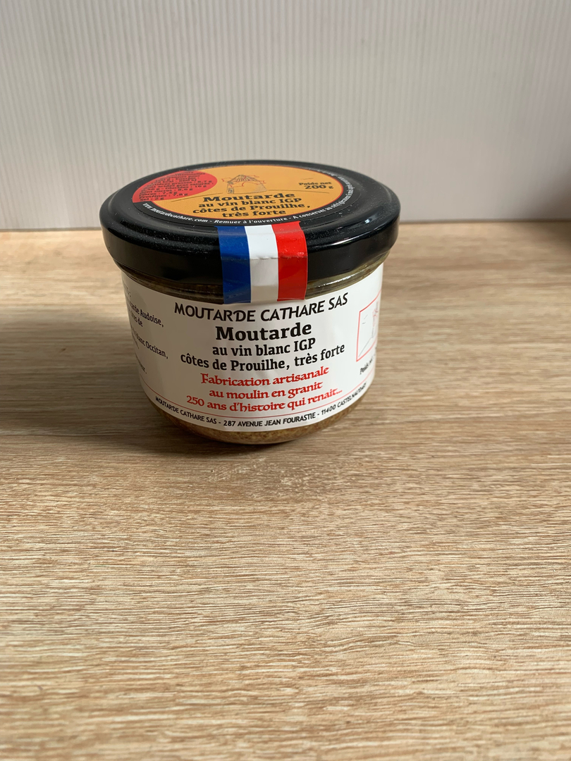 Moutarde au vin blanc IGP côtes de Prouilhe, très forte 200g