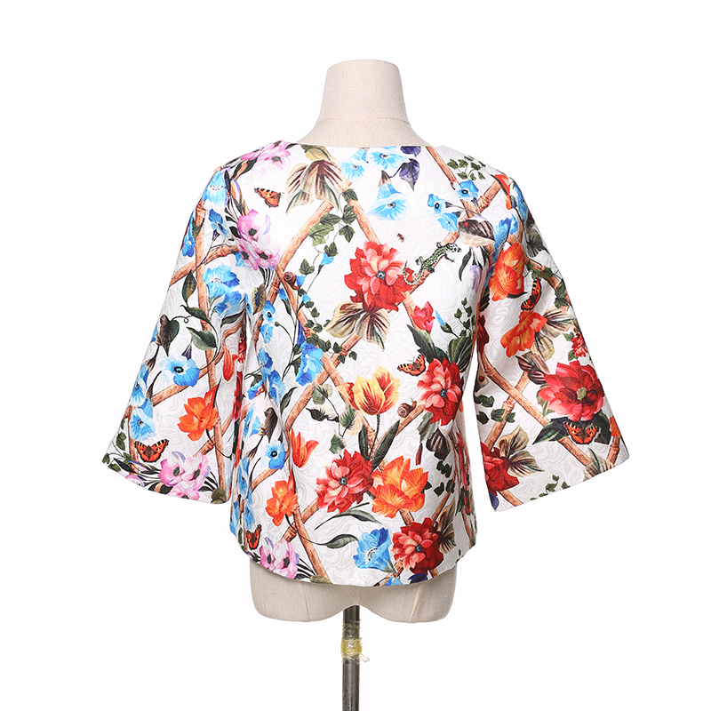 Vintage-Jacket-Jacquard-Fall-Winter-2018-New-Fashion-Women-Beading-Buttons-Countryside-Garden-Flower-Print-Short