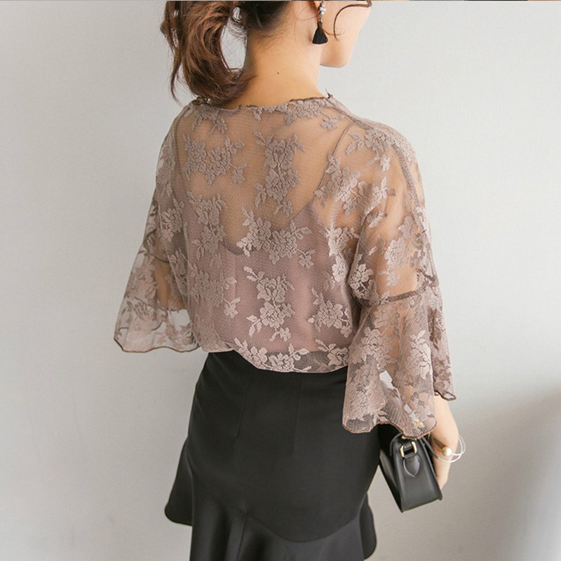 Mode-chaude-Femmes-Floral-Blouse-O-cou-Tops-Fleur-Brod-Chemisier-En-Mousseline-Crochet-dentelle-Deux