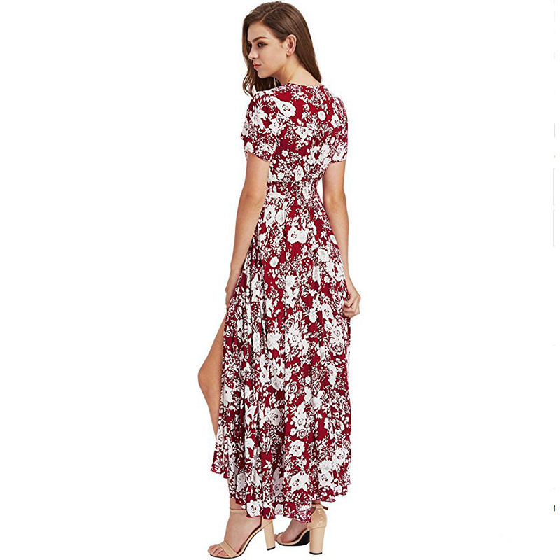 2018-Nouvelles-Femmes-De-Mode-Maxi-Robe-Manches-Courtes-Long-Summer-Imprim-floral-Robes-Casual-Dames