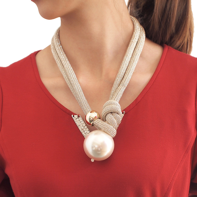 Grand-Imitation-Perle-Pendentif-Colliers-Pour-Femmes-pais-Corde-R-glable-D-claration-Sautoirs-Colliers-Bijoux