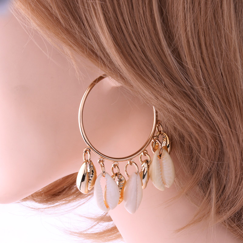 Boucles D'oreilles Cœur Coquillage Naturosphère - Bijoux Naturels, Crochet Laiton, 6-8 Cm
