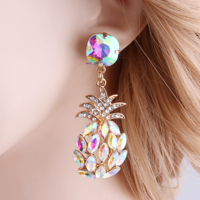 NeeFu-WoFu-Baisse-Strass-Boucle-D-oreille-Cristal-Ananas-Marque-Grande-Boucle-D-oreille-Balancent-Grand