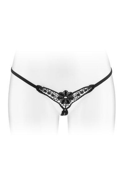 String noir ouvert en dentelle