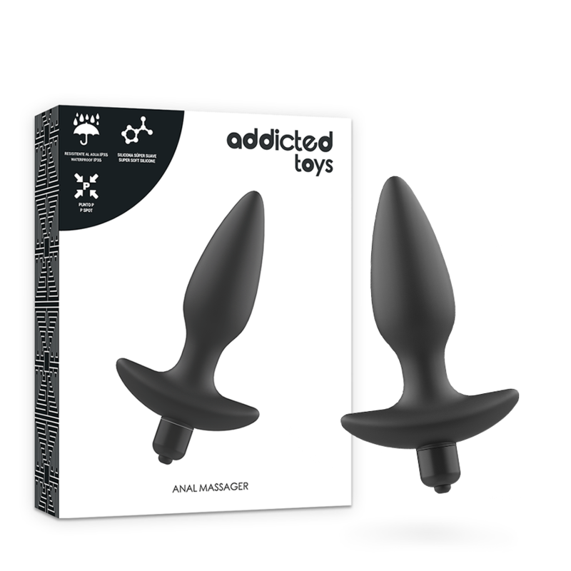 Plug masseur anal avec vibration - Noir - Addicted Toys