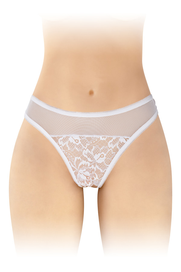 Culotte tanga ouverte AVA Blanche