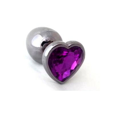 Plug anal  rosebud violet en forme de coeur taille L