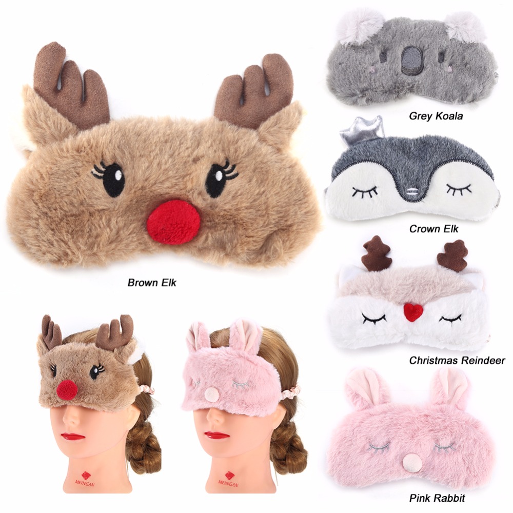 Cute-Animal-Eye-Cover-Sleeping-Mask-Eyepatch-Bandage-Blindfold-Christmas-Deer-Winter-Cartoon-Nap-Eye-Shade