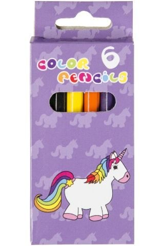 6 crayons de couleurs Licorne