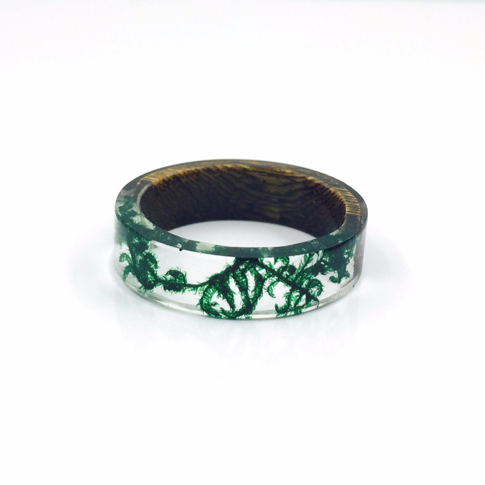 Main-En-Bois-et-R-sine-Anneaux-Vert-Mousse-Transparent-Rng-pour-Femmes-Hommes-Vintage-Bijoux