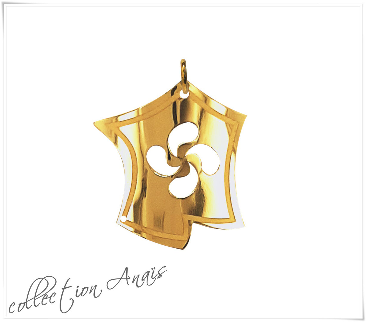 Pendentif Souvenir Du Pays Basque - Croix Et Nacre, Métal Argenté, Occasion