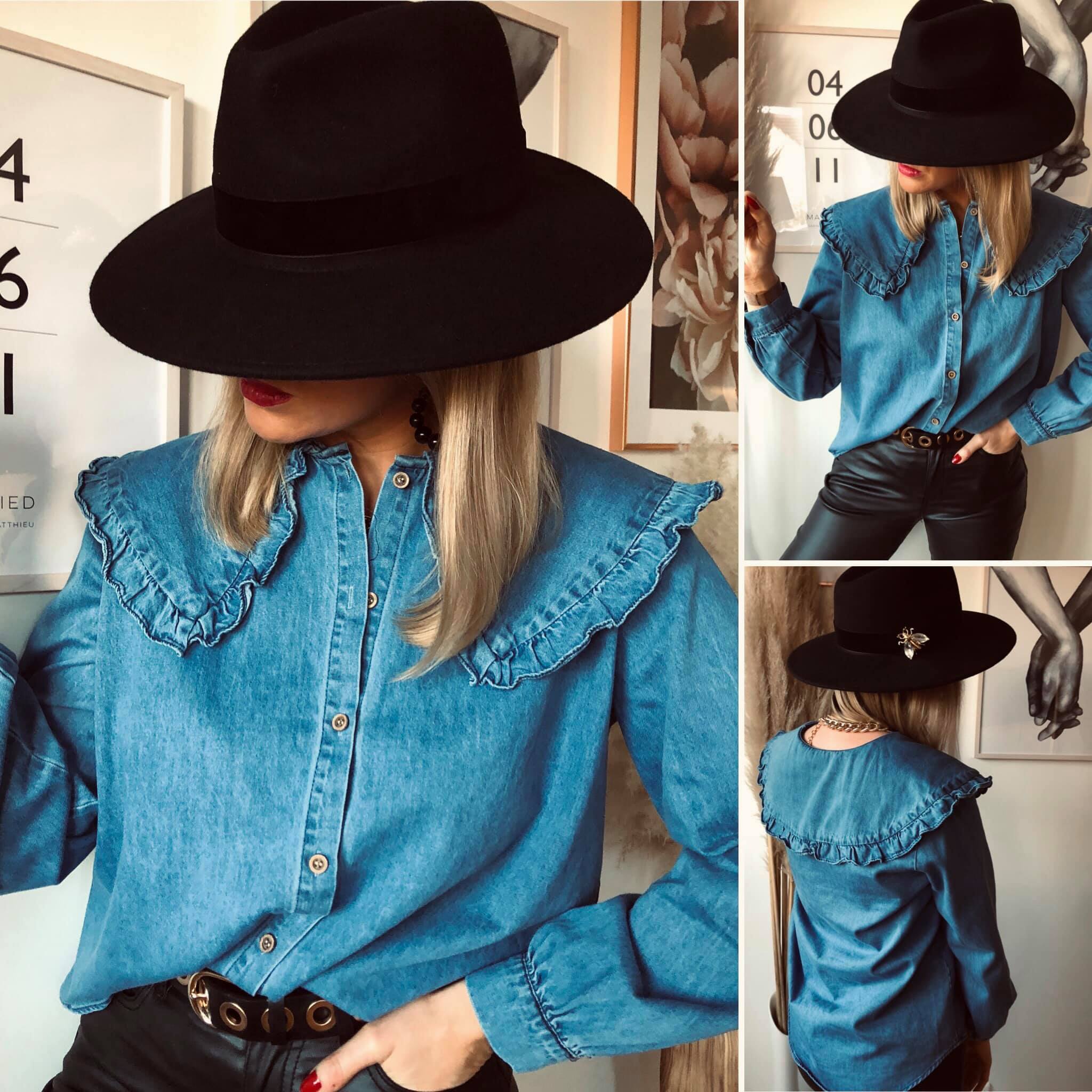 Chemise en jean col claudine Clearance