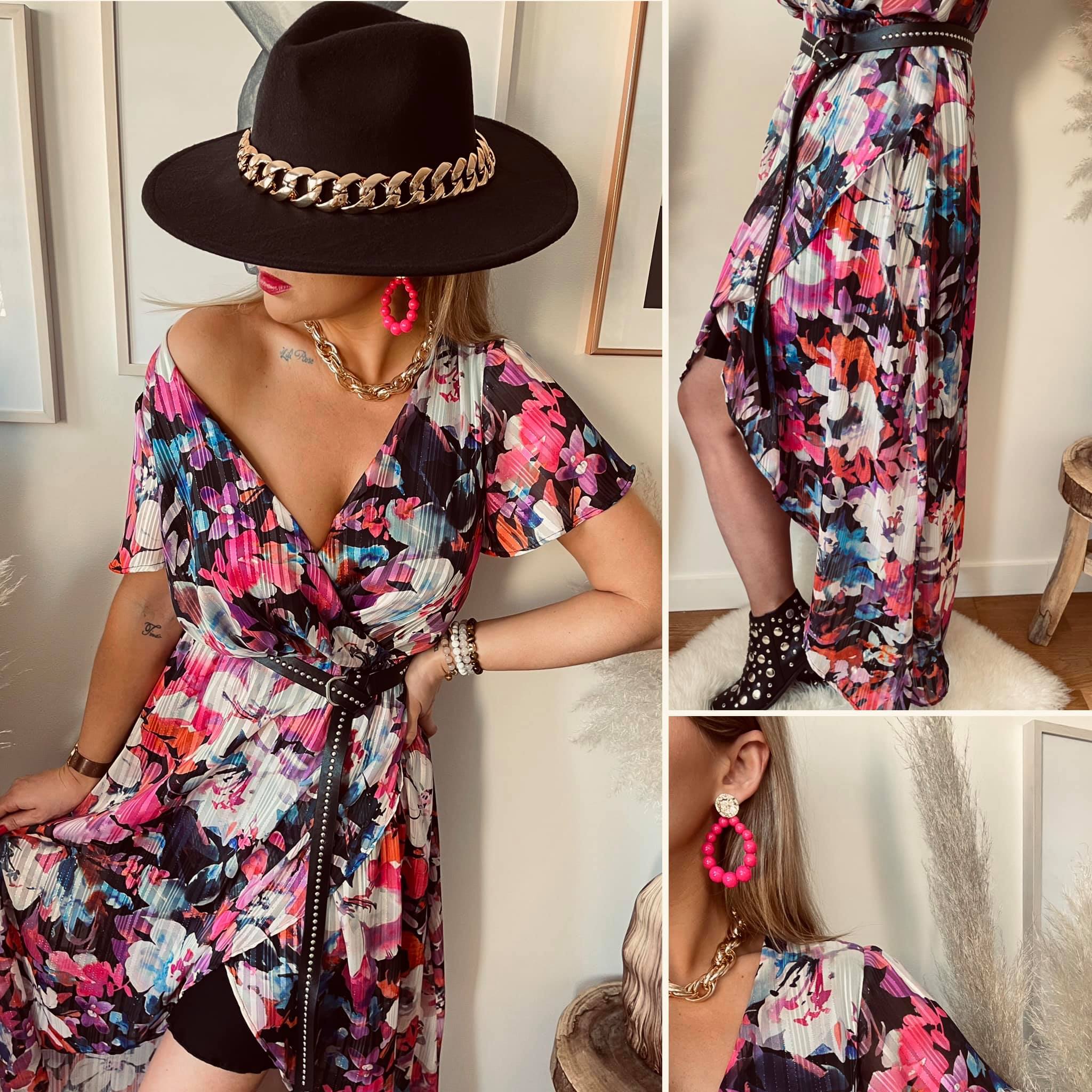 CREATION-Lou Robe en voile lamée fuchsia GAMME PREMIUM Créée et fabriquée en FRANCE