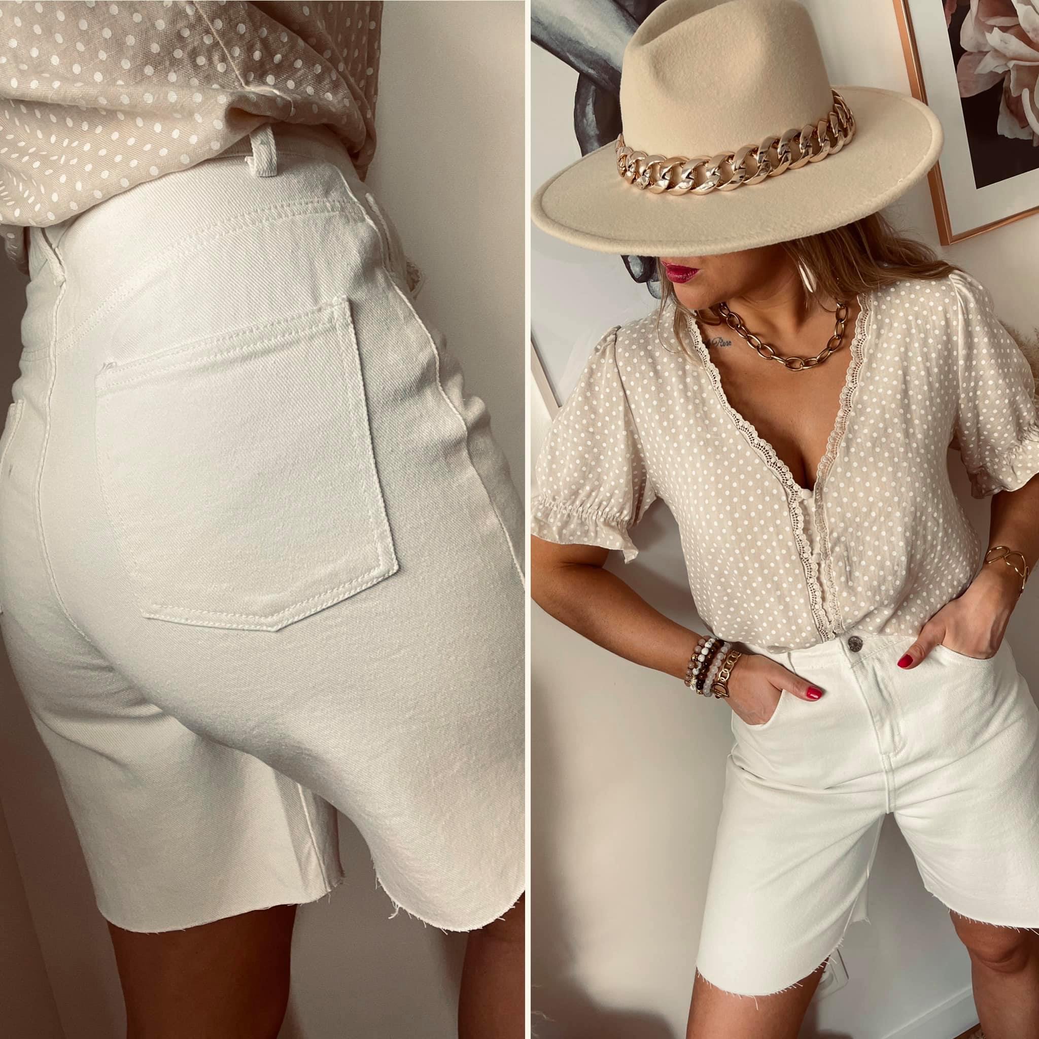 Effie-Bermuda en jean blanc