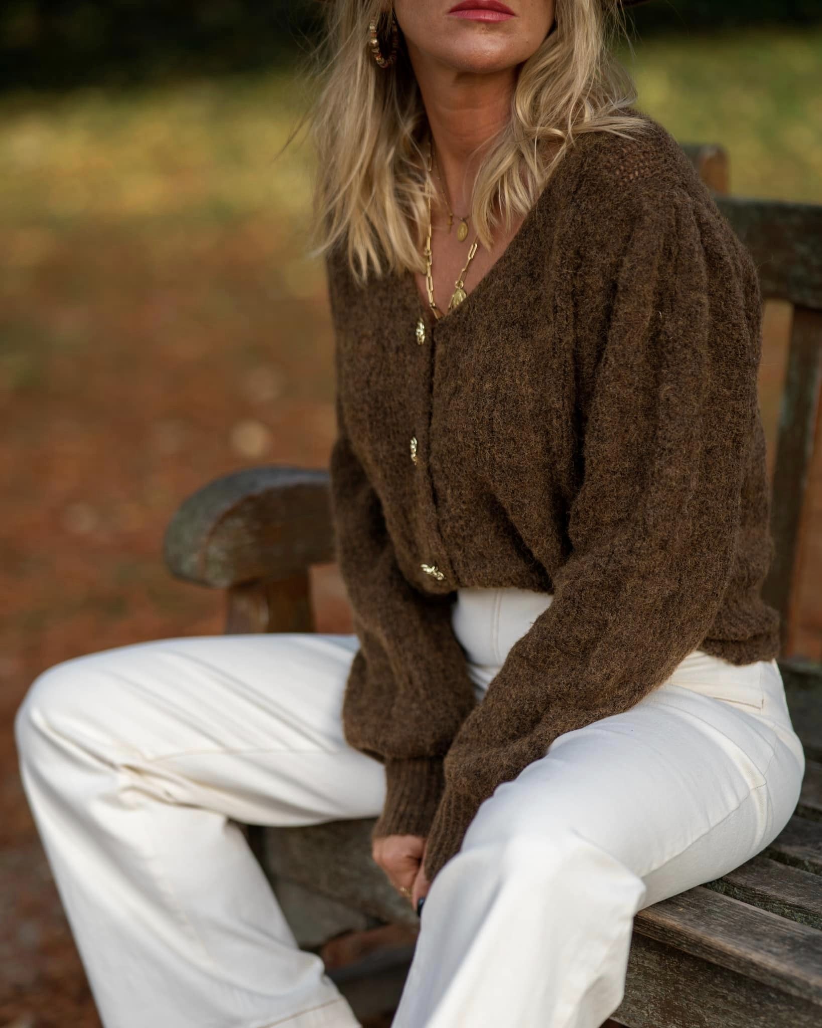 Leyna-Gilet en maille chocolat