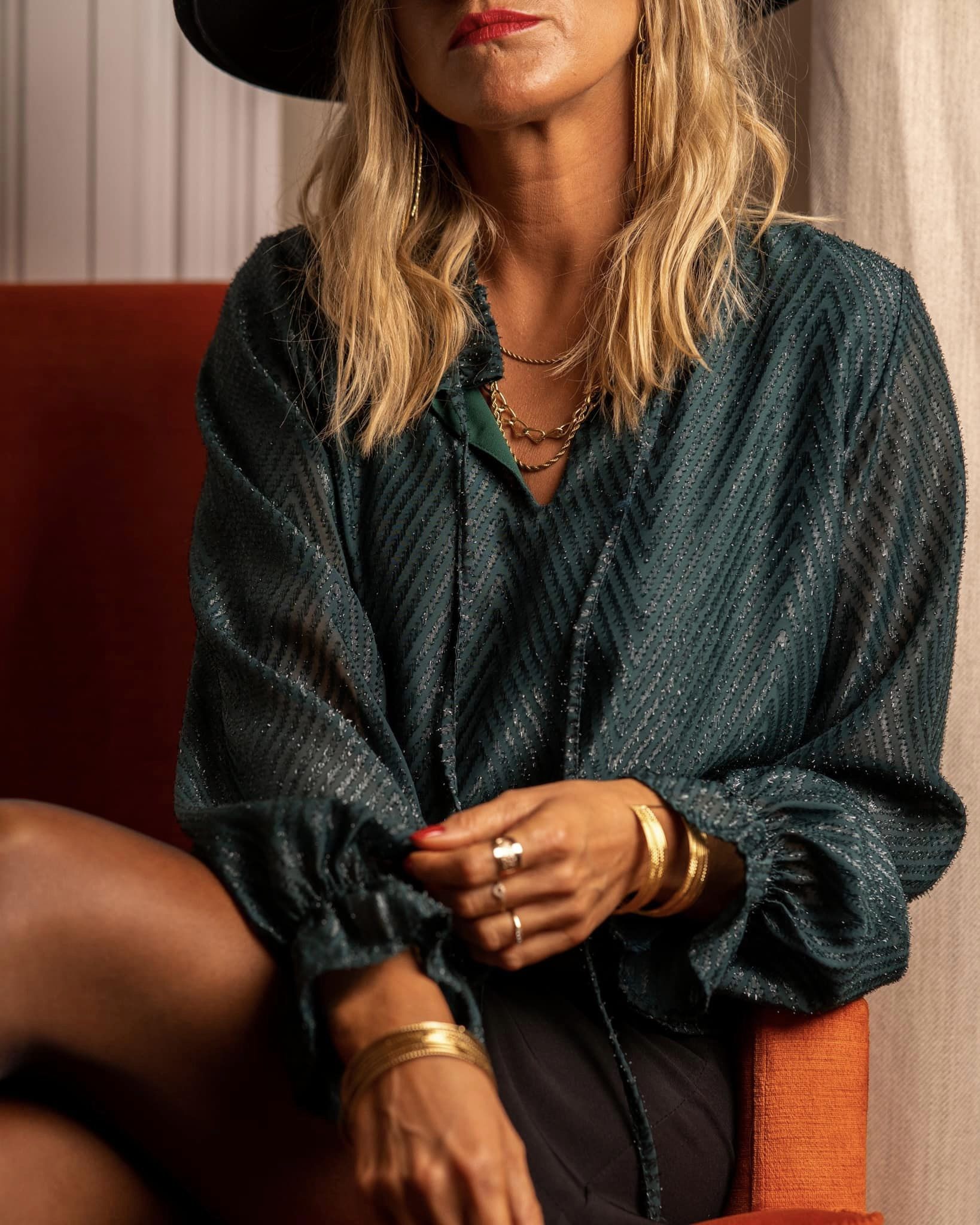 Lola-Blouse verte en plumetis