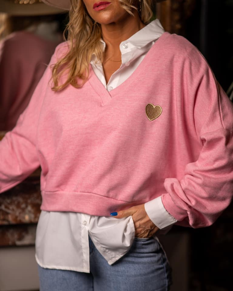 Genny-Sweat rose coeur or