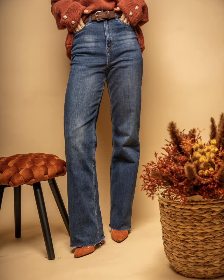 Liana-Jeans wide leg bleu