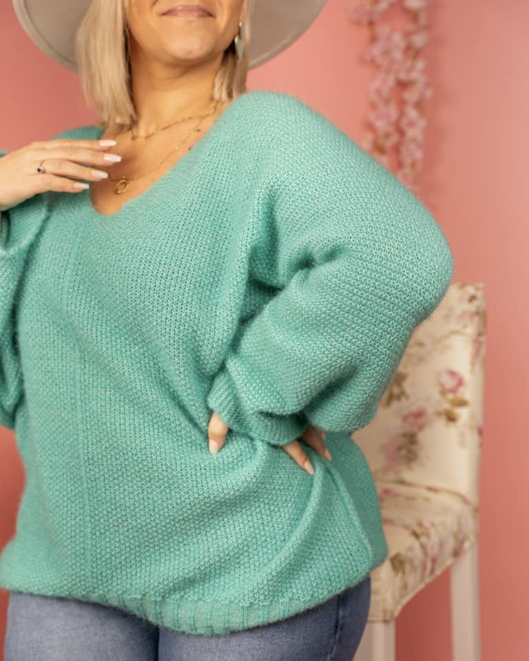 Pull vert turquoise hot sale