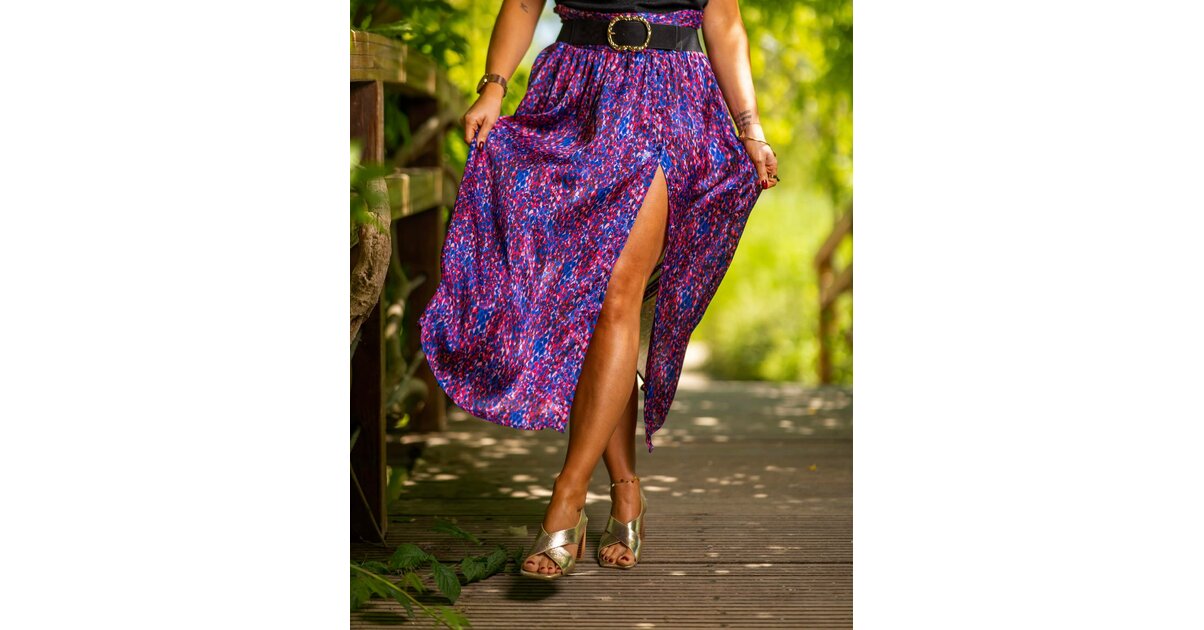 Jupe Longue En Latex Fuchsia - Taille Unisexe XS à XXL, Style TV Fétiche