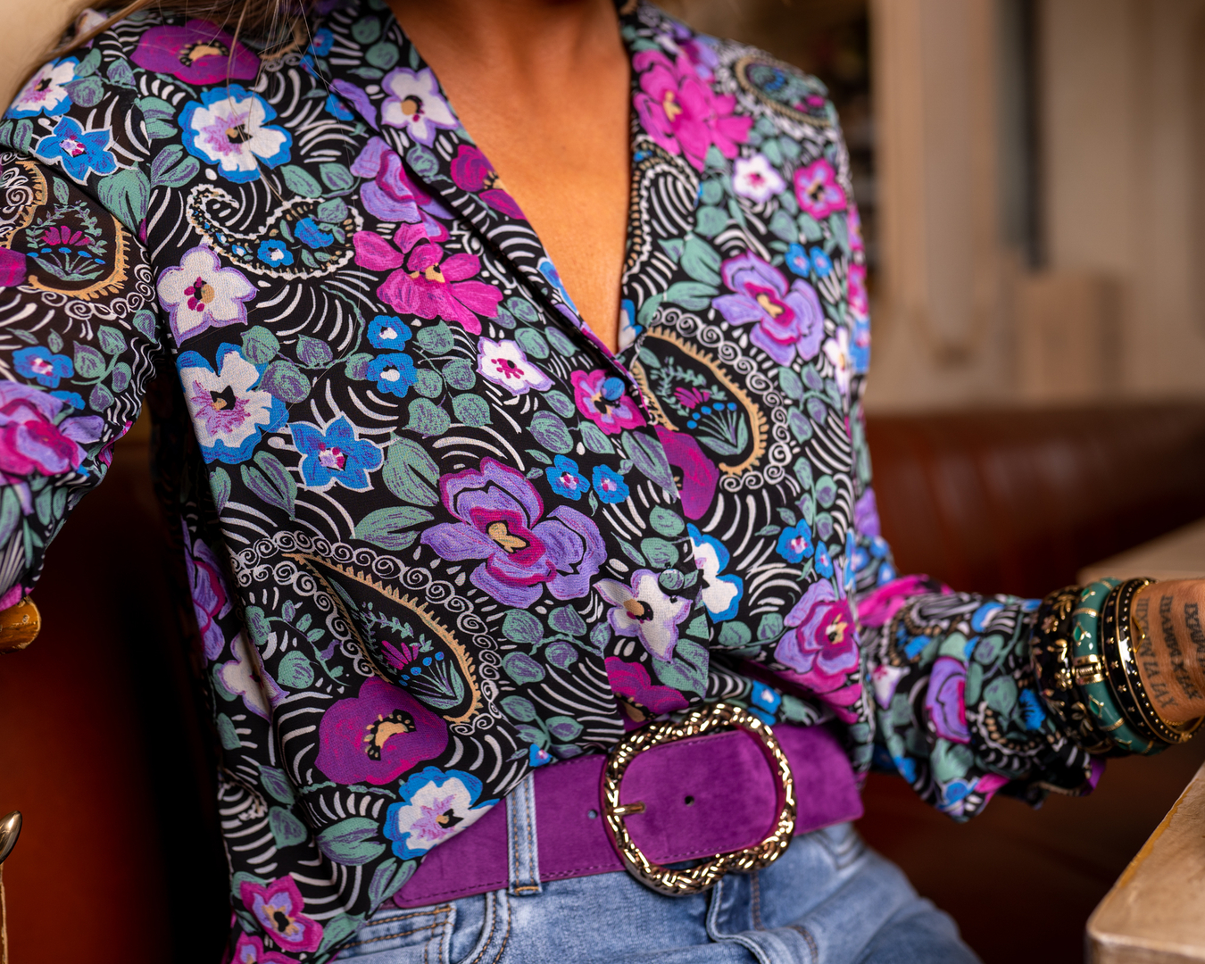 Romane-Chemisier fleuri fuchsia - Tops & Blouses - Catalleya et ses
