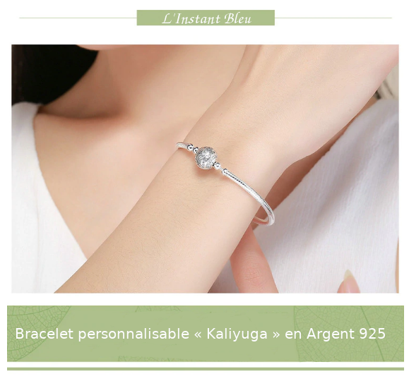 Bracelet personnalisable « Kaliyuga » en Argent, Fermoir Boule ciselée, à cliquet-11
