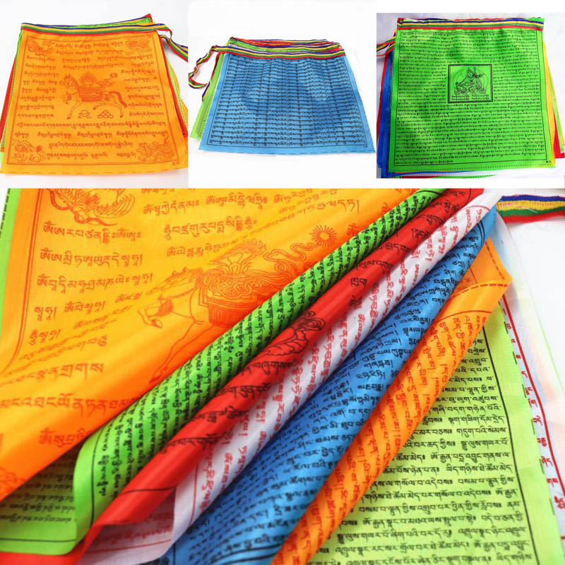 Drapeaux-religieux-tib-tains-bouddhistes-fournitures-couleur-imprim-drapeau-de-pri-re-soie-artificielle-Tibet-poumon