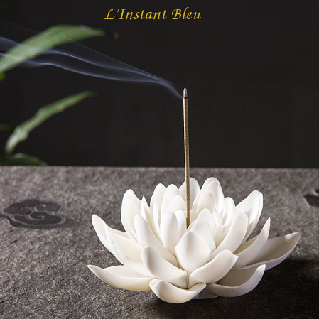 Porte Encens « Kāmāla » Fleur de Lotus en Céramique-1