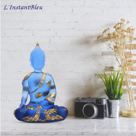 Statue «Bouddha Bleu» assis - 16cm-5.1