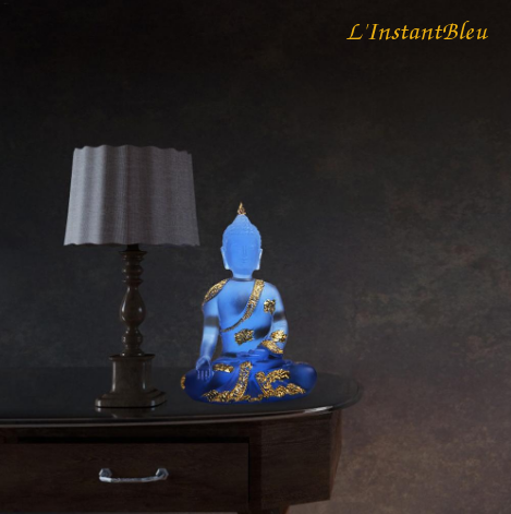 Statue «Bouddha Bleu» assis - 16cm-7.1