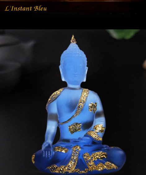 Statue «Bouddha Bleu» assis - 16cm-9.1