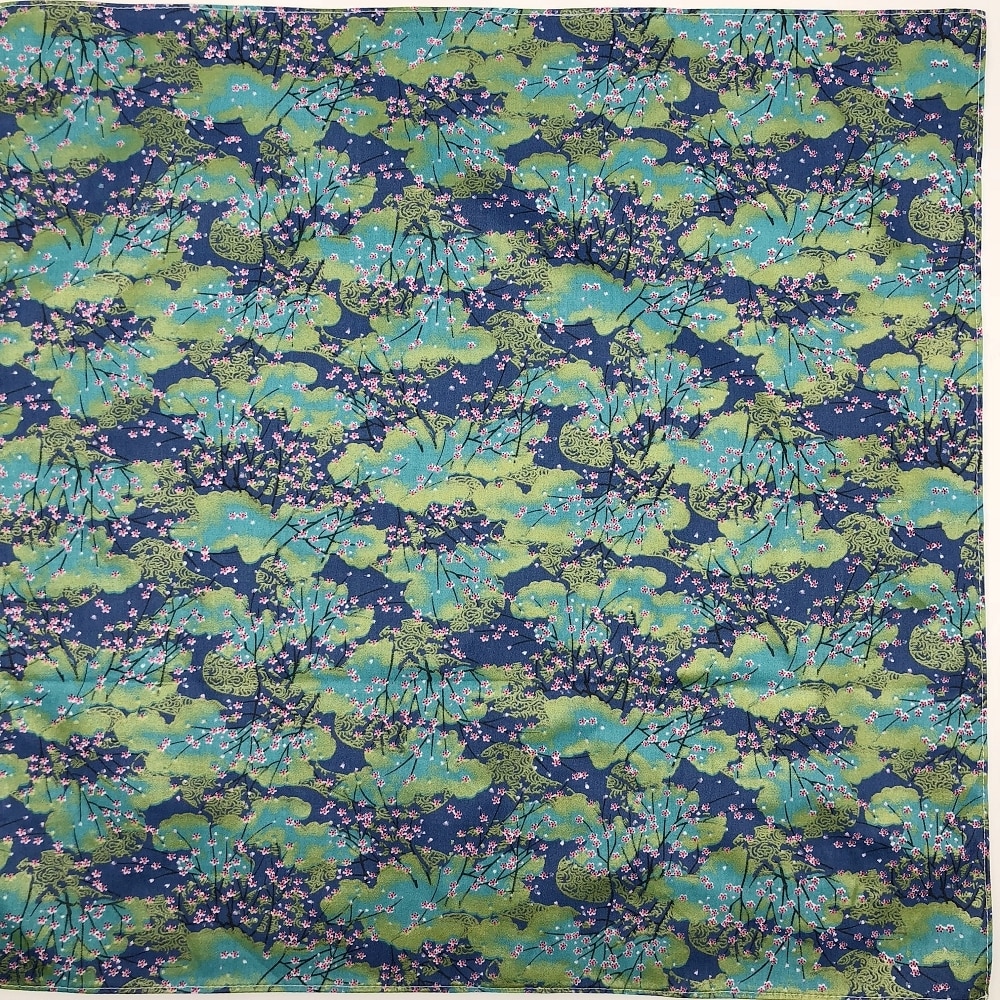 Femmes-fleur-japonais-bleu-bandeaux-Furoshiki-charpe-mouchoirs-napperon-tant-d-utilisations-100-coton-taille-48