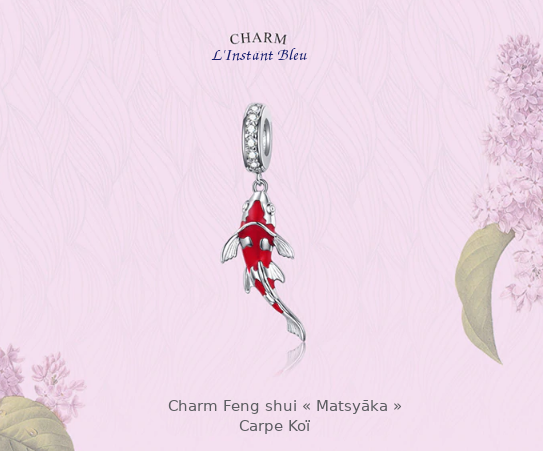 Charm Feng shui « Matsyāka » Carpe Koï en Argent Sterling-5.2