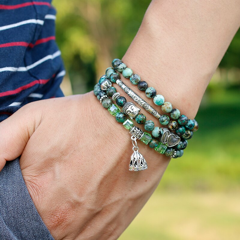 Bracelet bohème « Lakṣmaṇā » Esprit libre – en Turquoise Africaine