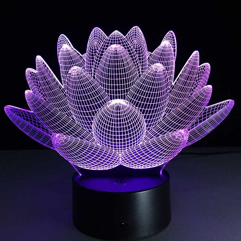 Lampe Led Hologramme «Fleur de Lotus »