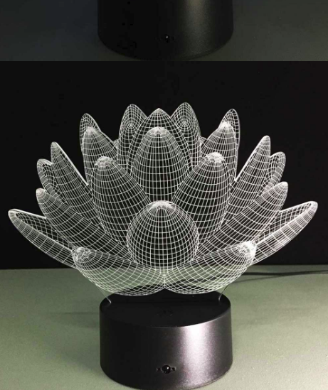 Lampe Led Hologramme «Fleur de Lotus » Blanc-2