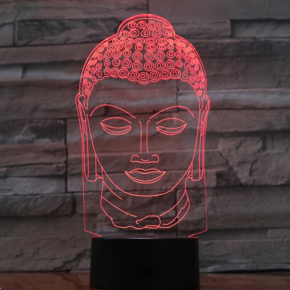 Lampe Led Hologramme Tête de « Bouddha Sakyamuni »