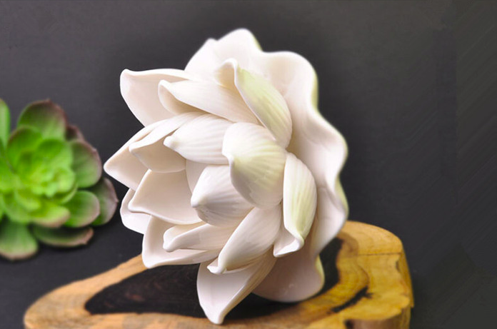 Bougeoir en Céramique « Fleur de Lotus » -Grand modèle-côté